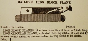 L. Bailey mitre plane, as advertised in A. J. Wilkinson & Co., Boston catalogue c 1867. The earliest advertisement I have seen for this plane was in Bliven & Meade's 1864 N.Y. catalogue. 
