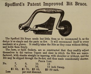 Spofford brace, as it appeared in the 1867 A.J. Wilkinson & Co., Boston hardware catalogue.