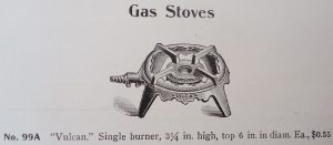 Gas stoves were also used to heat glue in a factory setting. H.S. & Co., N.Y., circa 1900.