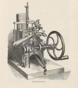 The No. 2 Patent Bruce Typecasting machine patented by David Bruce Jr., in 1843. 